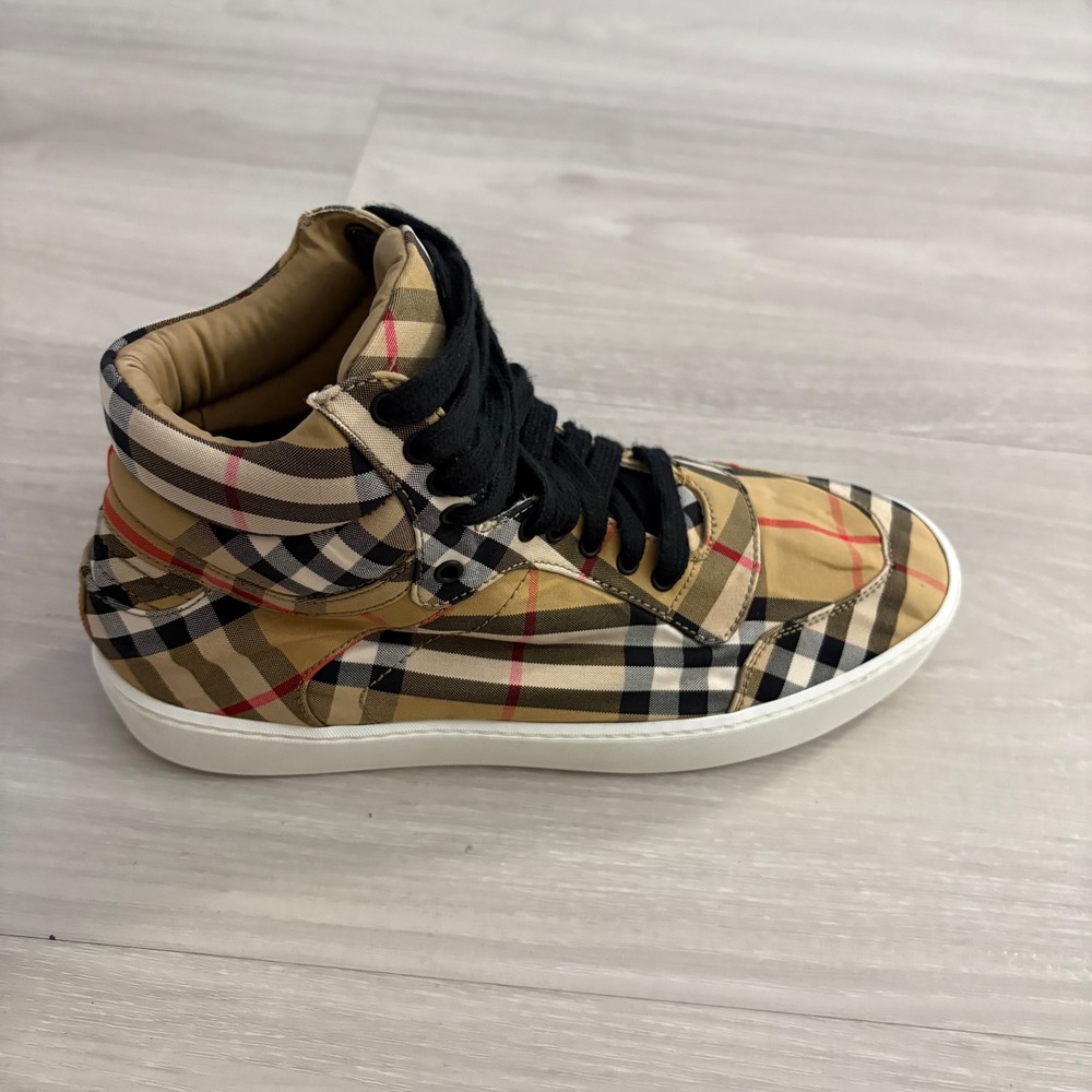 Burberry Shoe Women Vintage Check High Sneakers Tan Black ITLEOSH074CAS IT 38 - Picture 6 of 16